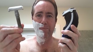 Electric Razor Shaving vs Safety Razor Shaving [upl. by Bryant307]