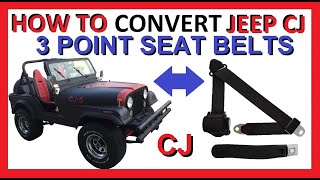 How to convert Jeep CJ to 3 Point Retractable Seat Belts  Shoulder Belt  Complete Guide  CJ5 CJ7 [upl. by Engvall]