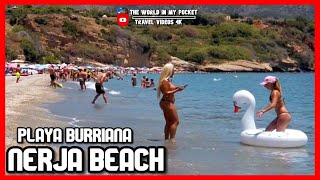 Relaxing Sunny Beach Walk in Spain 4k  BURRIANA NERJA Malaga Costa del Sol 2020 [upl. by Rraval]