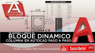 BLOQUE DINAMICO EN AUTOCAD COLUMNA PASO A PASO [upl. by Robins]