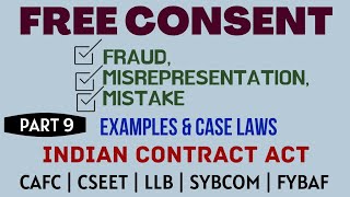 Fraud  Misrepresentation  Mistake  Free Consent  Indian Contract Act  Caselaws  Example [upl. by Ecirtnahc]