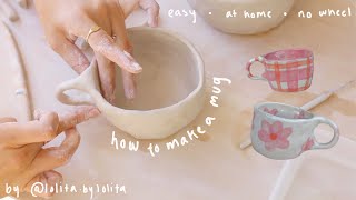 how to make a ceramic mug  no wheel required 🌸 pottery from home [upl. by Selinda172]