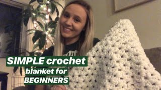 SIMPLE Double Crochet Blanket for Beginners [upl. by Mollee]