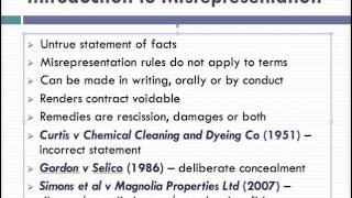 Misrepresentation Lecture 1 of 4 [upl. by Heyer]