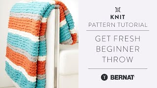 Beginner Knit Throw with Bernat Blanket Yarn [upl. by Otilia]