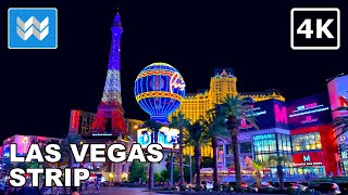 4K Las Vegas Strip at Night  Virtual Walking Tour  Treadmill Workout Video 🎧 Binaural Sound [upl. by Dagall]