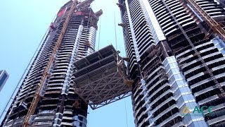 The Address Sky View Downtown Dubai  Lifting the Sky Bridge May 2017 [upl. by Ibob]