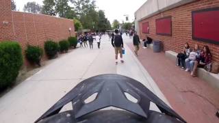 Man rides motorcycle through Hart High School [upl. by Pauwles]