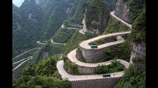 China  Hunan Province Zhangjiajie Tianmen Heavens Gate 99 Bending Road “Avatar” Park [upl. by Ddene345]